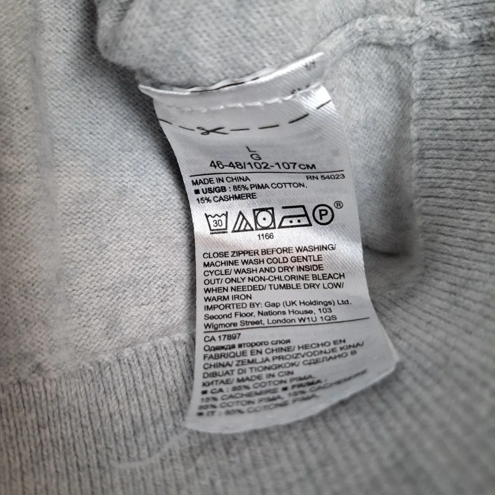 Banana Republic Pima Cotton Cashmere 1/4 Zip Sweater‎ Mens Size L Light Gray